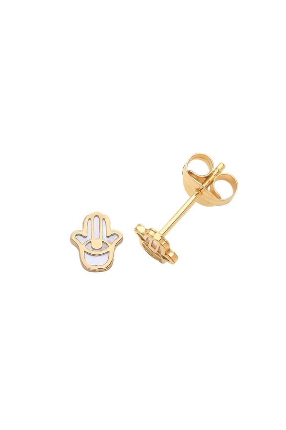 Trendy 9k Gold Women Hamsa Hand Earrings - 5mm*5mm