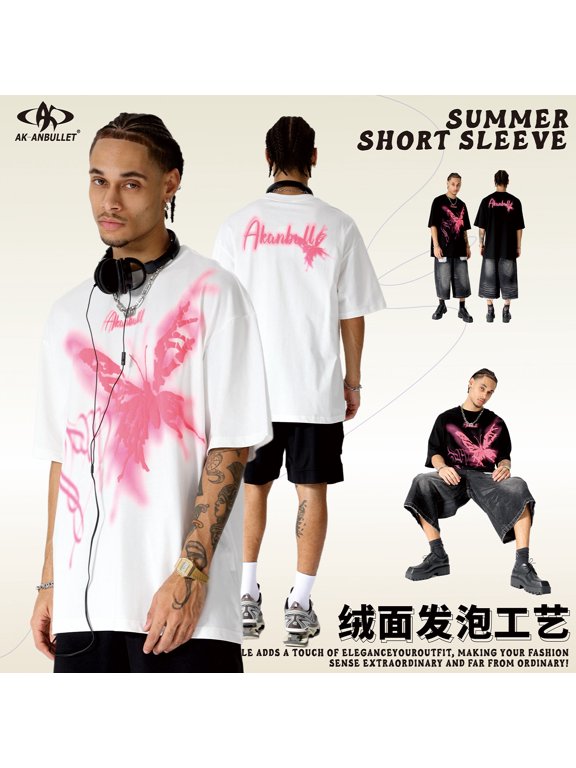 Trendy AK Men's Streetwear Short-Sleeve Tee | High-Quality Cotton T-Shirt for Summer | Iconic American Style with Loose Fit