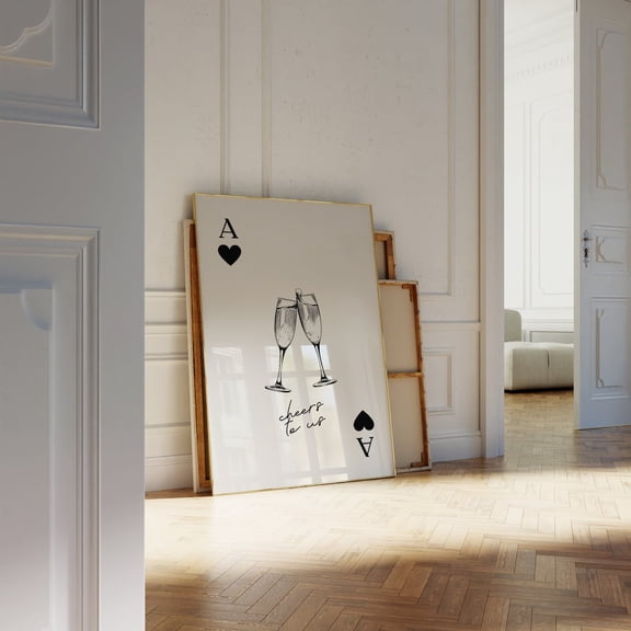 Trendy Ace of Hearts Cheers Cocktail Poster Champagne Aesthetic Poster Playing Card Retro Bar Cart Poster Wall Art Preppy y2k Funky, Size 24x36 UNFFRAMED F03.1.7l2993