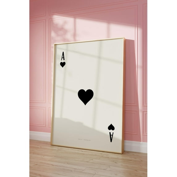 Trendy Ace Of Hearts Playing Card Wall Art Print, Minimal Poster, Retro Art, Apartment Aesthetic, Kitchen Dorm Decor Wall Art, Modern Wall Decor, 8x12 UNFRAMED