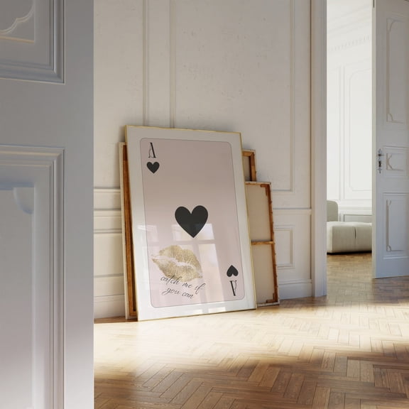 Trendy Ace of Hearts Poster Wall Art, Retro, Heart Poster, Playing Card Poster, Kiss poster, Quote Room Decor, Aesthetic y2k Poster Wall Art, Size 12x18 UNFFRAMED F03.1.7l3045
