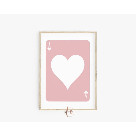 Trendy Ace Of Hearts Blush Pink Retro Playing Cards Modern Preppy Art Unframed Paper Print