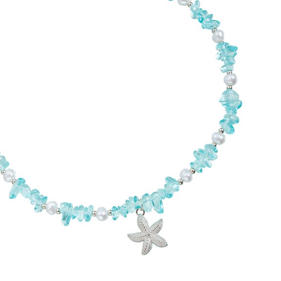 Trendy Adjustable Clavicle Necklace with Sea Star Accent, Crystal-Pearl Combo for Casual to Party Outfits