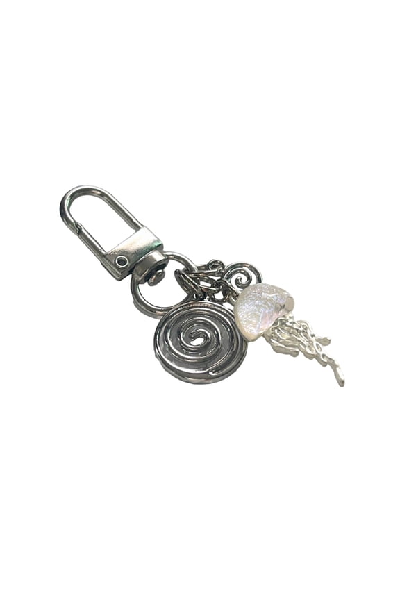 Trendy Aesthetic White Jellyfish Keyring Small Charm Convenient Accessory for Backpack Camera Keys Girls Gifts