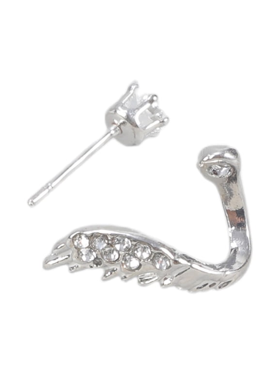 Trendy Alloy Angel Wing Ear Stud Earring With Glittering Rhinestones For Women