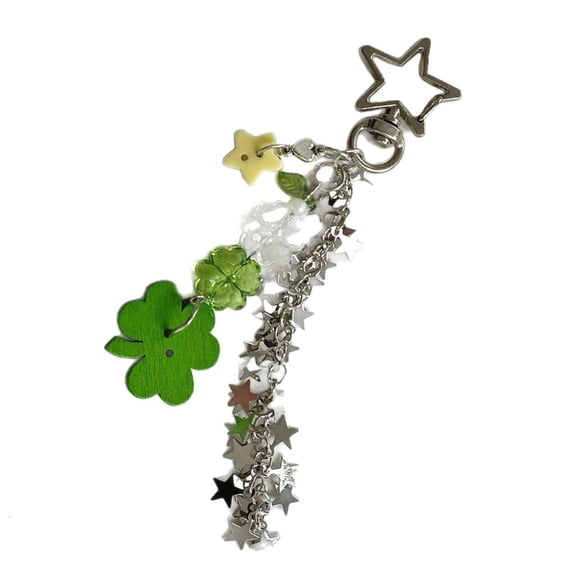 Trendy Alloy Keychain Girl Theme Strawberry Clovers Design Phone Chain