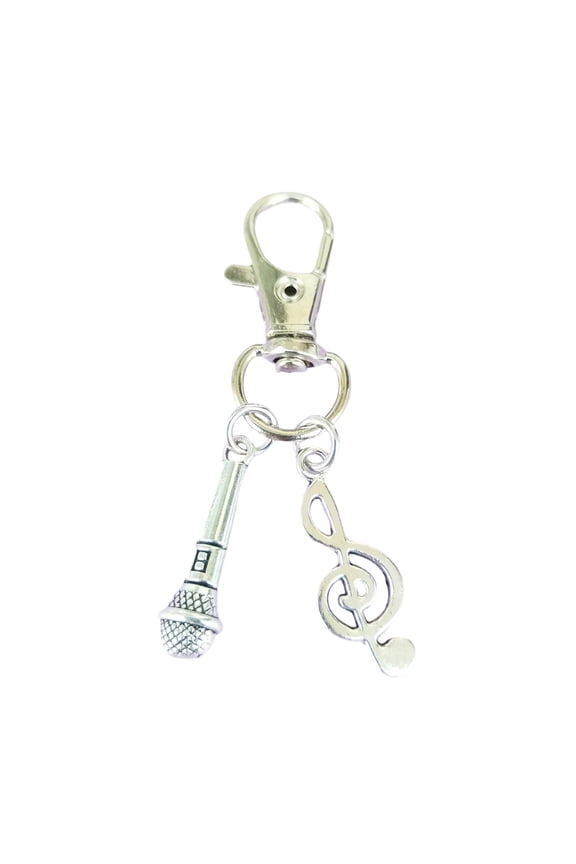 Trendy Alloy Microphone With Musical Note Charm Keychain For Music Lovers And Rappers