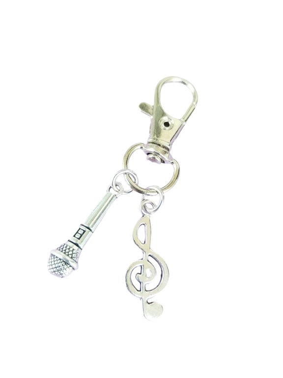Trendy Alloy Microphone With Musical Note Charm Keychain For Music Lovers And Rappers