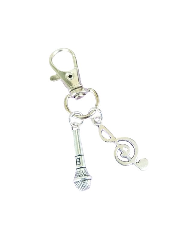 Trendy Alloy Microphone With Musical Note Charm Keychain For Music Lovers And Rappers