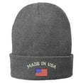 thumbnail image 1 of Trendy Apparel Shop American Flag and Made In USA Embroidered Soft Stretchy Winter Long Beanie - Black, 1 of 1