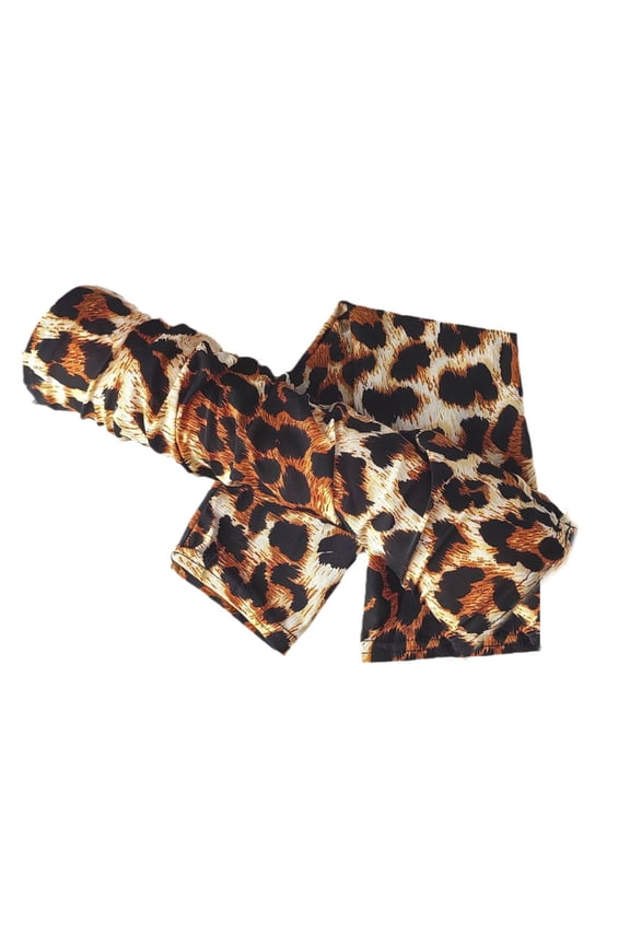 Trendy Arm Sleeves Long Gloves with Leopard Pattern Stretchy Sunproof Arm Cover