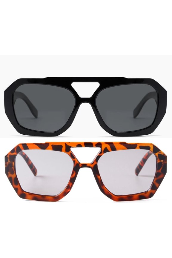 Trendy Aviator Sunglasses for Women Men Retro 70s Thick Style Sun Glasses