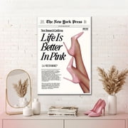 Trendy Baby Pink Poster 70s Canvas Prints The New York Press Wall Art Life Is Better in Pink Hot Girl Posters Preppy Aesthetic Decor Bedroom for Cool Girly Room Home Dorm 12x16inch Unframed
