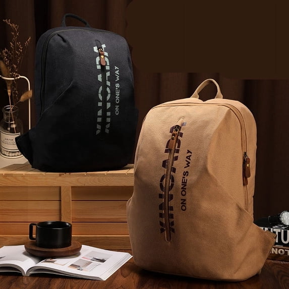 Trendy Backpack Men's Backpack Canvas Washed Traveling Bag,Khaki
