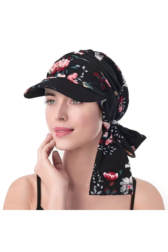 Trendy Baseball Cap and Hijab Set for Girls and Teens - Floral, Leopard Print, and Polka Dot Designs