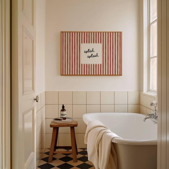 Trendy Bath Print Splish Splash Art Hand Drawn Typography Bathroom Decor 274