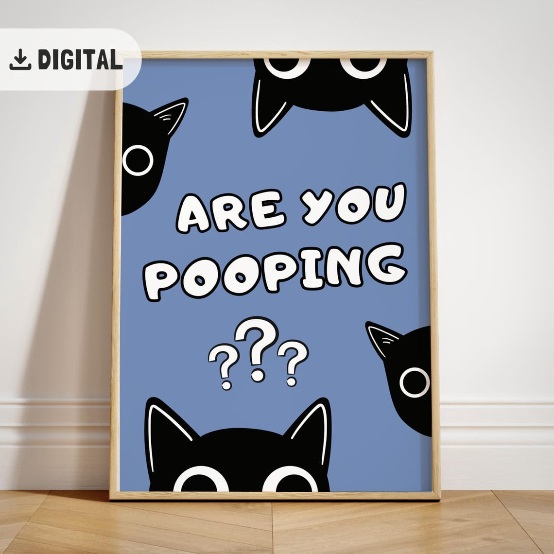 Trendy Bathroom Art Poster Are You Pooping Cat Tet Guest Bathroom Wall ...