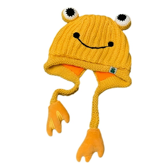 Trendy Beanie Hat Cute for Frog Shape Knitted Hat Windproof Cold Hat All-match Birthday Festival Gift for Male Female Co