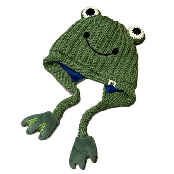 Trendy Beanie Hat Cute for Frog Shape Knitted Hat Windproof Cold Hat All-match Birthday Festival Gift for Male Female Co