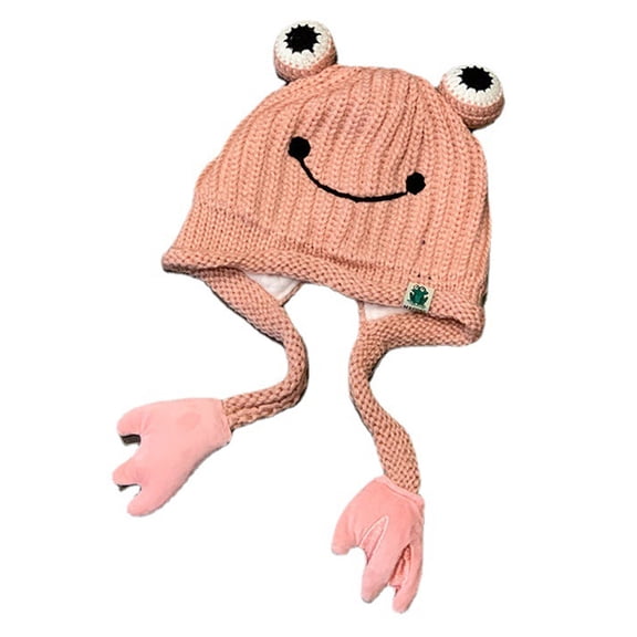 Trendy Beanie Hat Cute for Frog Shape Knitted Hat Windproof Cold Hat All-match Birthday Festival Gift for Male Female Co