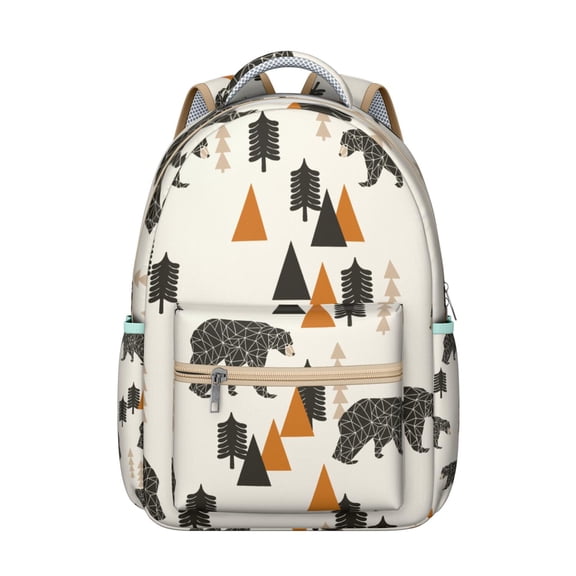 Trendy Bear Face Backpack - Large Capacity School Backpack with Reinforced Bottom, Adjustable Chest Strap for Comfortable All-Day Wear at College Work