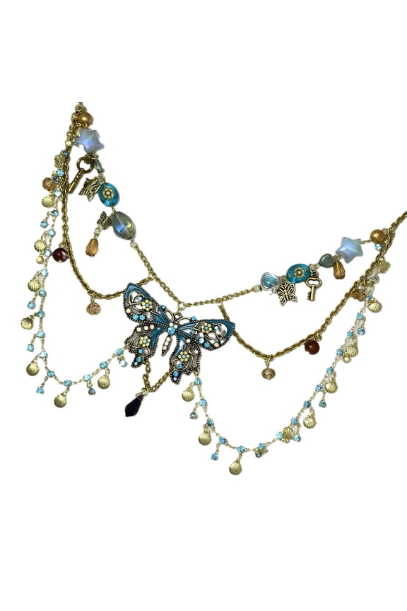 3. Sparkling Butterfly Waist Jewelry Lightweight Rhinestone Chain For Crop Tops, Skirts & Club Attire