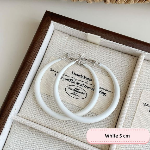 Trendy Big Round Hoop Earrings For Women Pink Rose Geometry Circle Dangle Earrings Enamel Colorful Large Circle Earrings Jewelry Gift