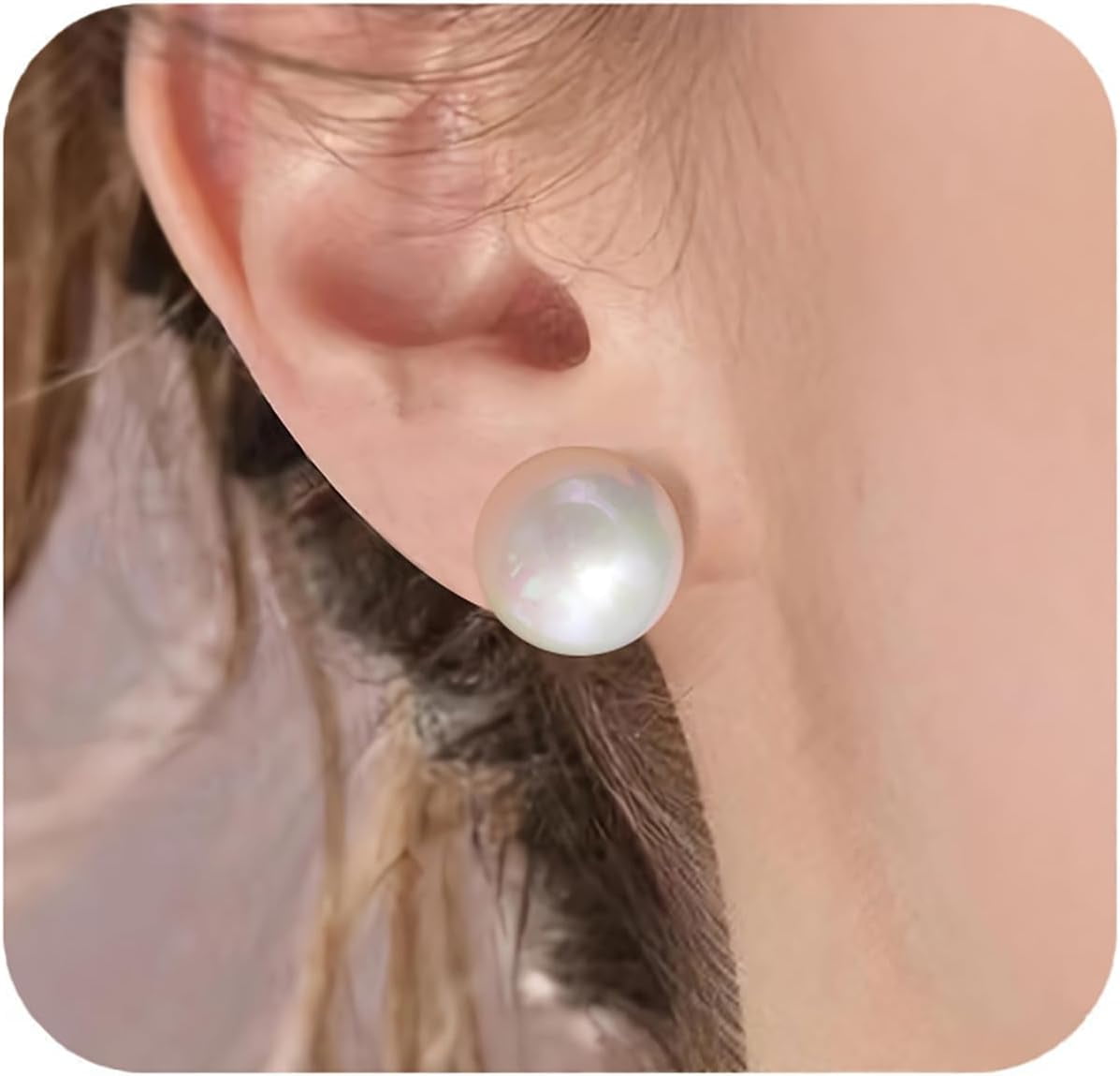 Trendy Big Simulated Pearl Earrings For Women, 925 Sterling Silver