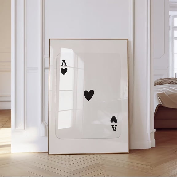 Trendy Black Ace Of Hearts Poster Trendy Retro Wall Art Retro Trendy Aesthetic Poster Playing Card Poster Preppy Y2K Room Decor Poster Home Decor, 24x36 UNFRAMED