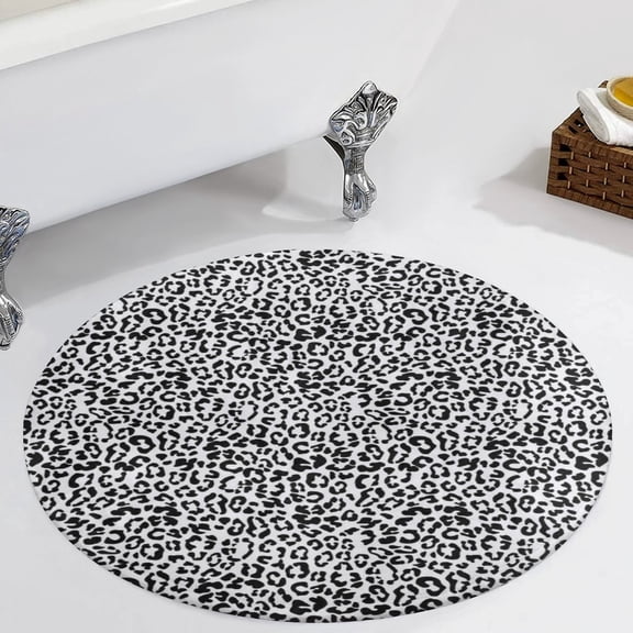 Trendy Black And White Leopard Print Round Carpet Circle Rug Outdoor Patio Area Rug Washable Large Area Rugs Hallway Room Decor Fitness Mats