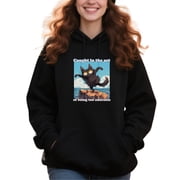 Trendy Black Cat Hoodie with Colorful Oil Painting Cartoon Graphic Pullover Cozy Unisex Sweatshirt Cat Lover Gift