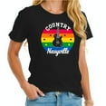thumbnail image 1 of Trendy Black Cotton Short Sleeve T-Shirt with Vibrant Rainbow Electric Guitar Design - Celebrate Nashville Country Music Style, 1 of 5