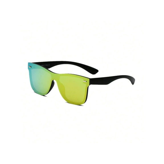 Trendy Black Frame Sunglasses - Gradient Green Yellow Lens UV Protection Fashion Casual Eyewear