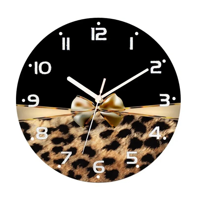 Zebra Clock Trendy Black Red Leopard Zebra Animal Print Round Wall Clock for Living ...