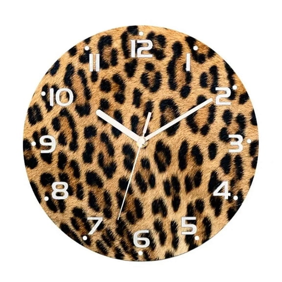 Trendy Black Red Leopard Zebra Animal Print Round Wall Clock for Living Room Modern Cheetah Stripes Wall Clock Home Decor Gift(10 Inch)