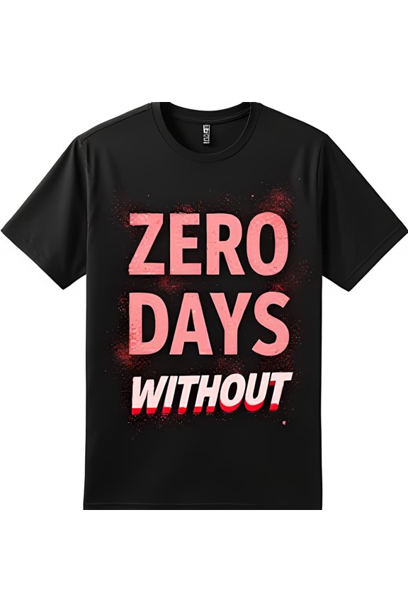 Trendy Black T-Shirt with Bold Pink & Red Zero Days Without Graphic