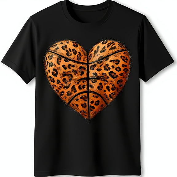Trendy Black T-Shirt with Heart Shaped Print Graphic