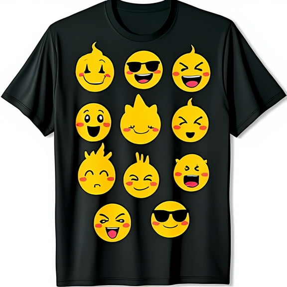 Trendy Black T-Shirt with Yellow Graphic 10 Unique Expressions