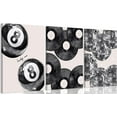 thumbnail image 1 of Trendy Black White Canvas Wall Art Lucky 8 Ball Wall Decor Pictures Disco Ball Poster Prints Record Painting Artwork for Dormitory Bedroom Living room Preppy Decoration No, 1 of 6