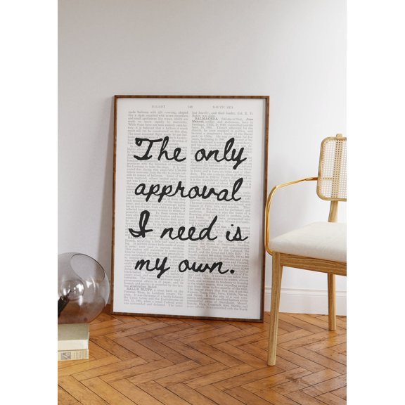 Trendy Black White Female Empowerment Typography Handwritten Quote Feminist Art, Unframed Canvas 24x36in