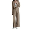 thumbnail image 1 of Trendy Blazer Sets for Women Outfits 2 Piece Dressy Casual Crop Suit Jacket and Wide Leg High Waist Pants S-3XL (3X-Large, Khaki), 1 of 6