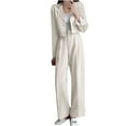 thumbnail image 1 of Trendy Blazer Sets for Women Outfits 2 Piece Dressy Casual Crop Suit Jacket and Wide Leg High Waist Pants S-3XL (Large, White), 1 of 6