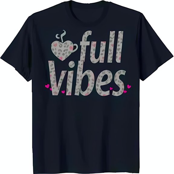 Trendy Blue T-Shirt with 'Full Vibes' Print & Pink Hearts