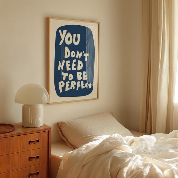 Trendy Blue Typography Art Retro Home Decor Minimalist Statement Poster, Unframed Paper Poster 8x10in