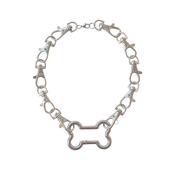 Trendy Bone Button Chain Necklace Lightweight Alloy Jewelry Gift For Couples
