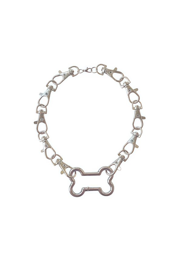 Trendy Bone Button Chain Necklace Lightweight Alloy Jewelry Gift For Couples