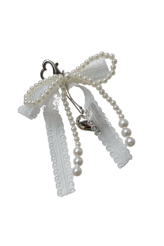 Trendy Bows Pearls Keychain With Lace Detail Lace Pendant Accessory Bag Pendan For Adding Charm To Your Purse Or Backpack