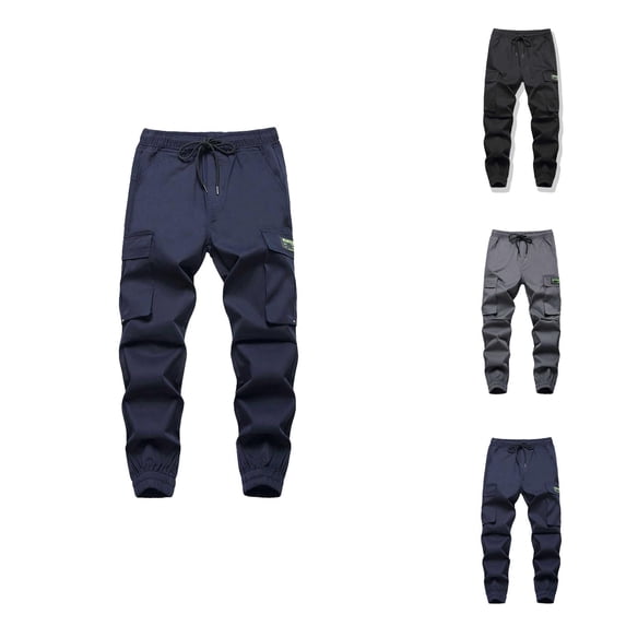 Trendy Boys' Cargo Pants Lightweight Black Long Pants For Spring And Summer Outdoor Drawstring Waist Pants For Children 7 16 Years Old