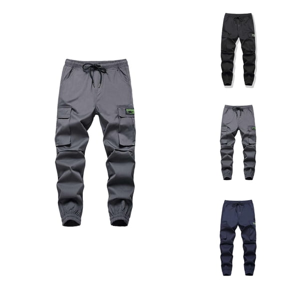 Boys Pants Athletic – Sporty Joggers for Training or PE Trendy Boys' Cargo Pants Lightweight Black Long Pants For Spring And Summer Outdoor Drawstring Waist Pants For Children 7 16 Years Old