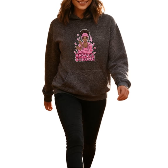 Trendy Breast Cancer Awareness Hoodie for Men and Women, Unisex Pullover Hooded Sweatshirt, Comfortable Cotton Poly Blend, Support and Awareness Casual Outfit